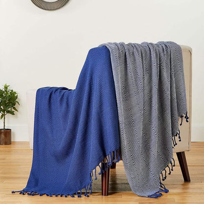 2-Piece Set: 100% Cotton Hand Twisted Throw Blanket 50" X 60" DailySale