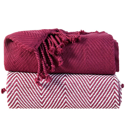 2-Piece Set: 100% Cotton Hand Twisted Throw Blanket 50" X 60" DailySale