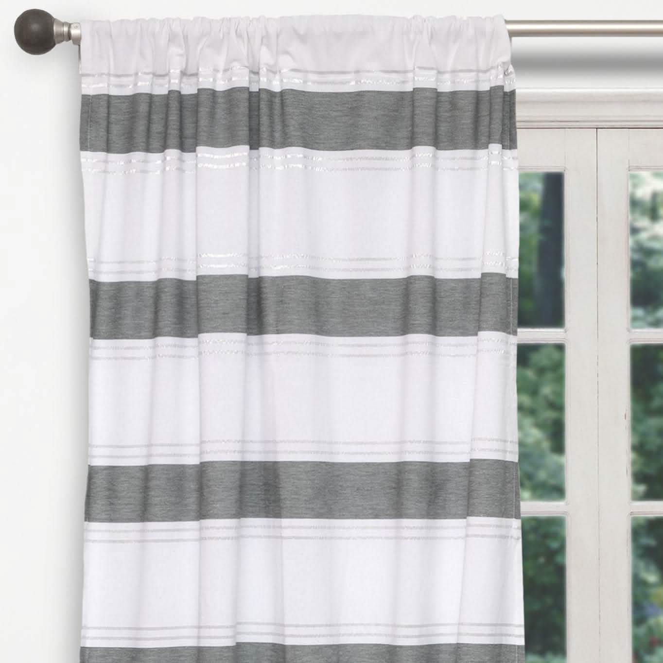 2-Piece Set: 100% Cotton Striped Pole Top Window Curtain Panel Pair DailySale