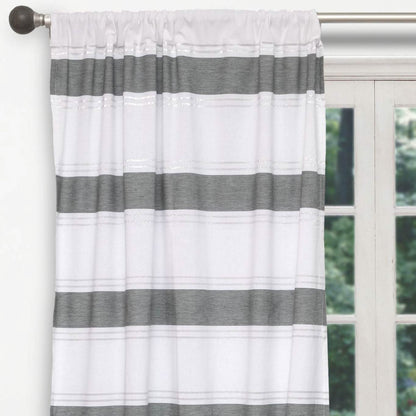 2-Piece Set: 100% Cotton Striped Pole Top Window Curtain Panel Pair DailySale