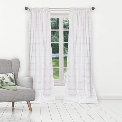 2-Piece Set: 100% Cotton Striped Pole Top Window Curtain Panel Pair DailySale