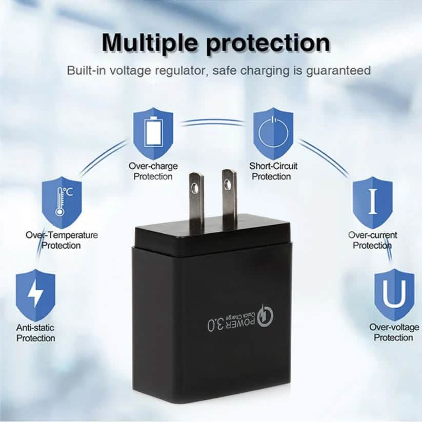 2-Piece Set: 3-Port LED Display High Speed Wall Charger Black + 3-in-1 Cable DailySale