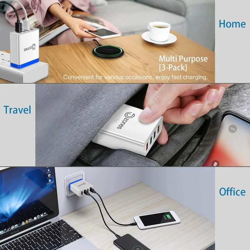 2-Piece Set: 4-Port High Speed Wall Charger + 3-in-1 Cable Combo DailySale