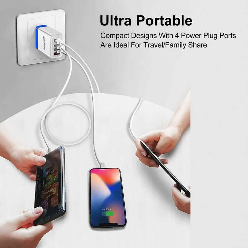 2-Piece Set: 4-Port High Speed Wall Charger + 3-in-1 Cable Combo DailySale