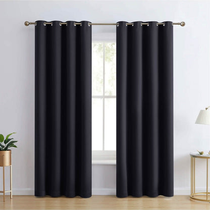 2-Piece Set: Blackout Curtains Double Panel Thermal Insulated Room Darkening Curtain Pair Grommet Top Design DailySale