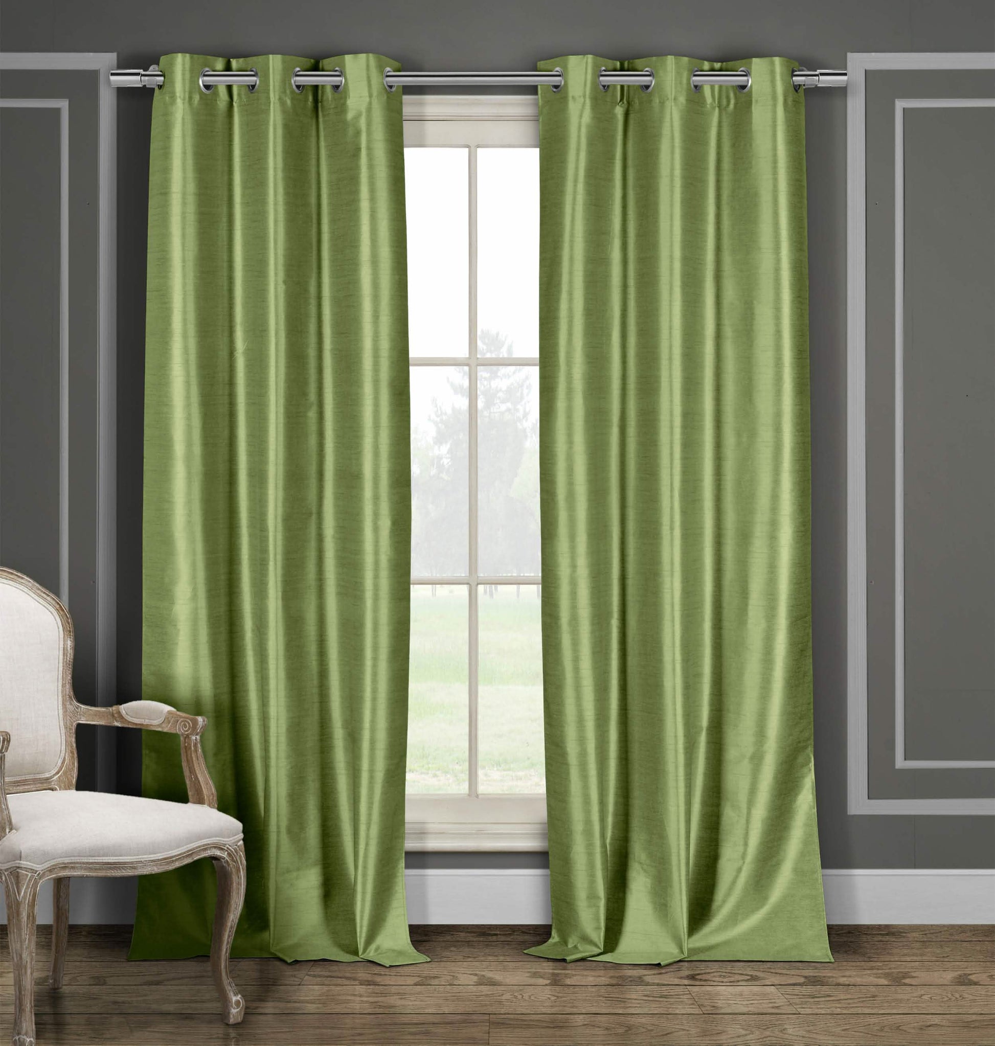 2-Piece Set: Blackout Faux Silk Foamback Room Darkening Grommet  Window Curtains Pair Panel DailySale