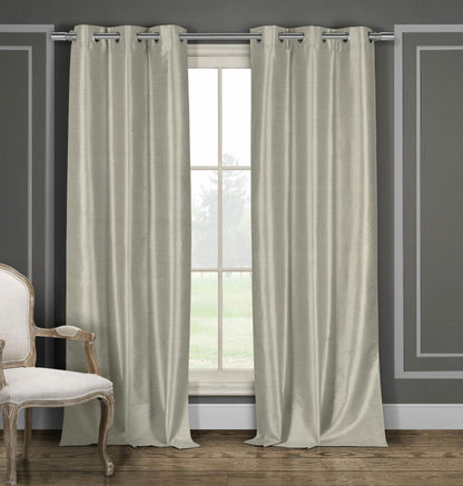 2-Piece Set: Blackout Faux Silk Foamback Room Darkening Grommet  Window Curtains Pair Panel DailySale