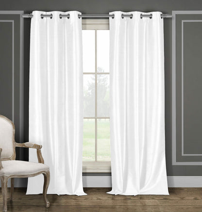 2-Piece Set: Blackout Faux Silk Foamback Room Darkening Grommet  Window Curtains Pair Panel DailySale