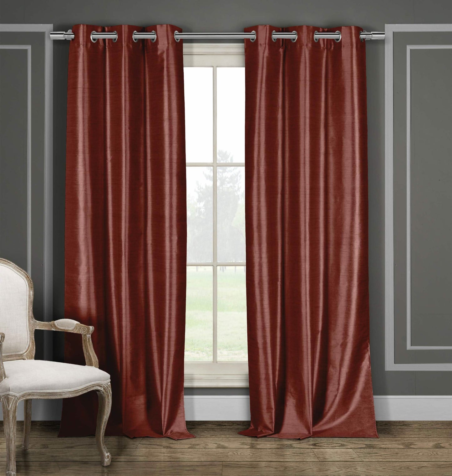 2-Piece Set: Blackout Faux Silk Foamback Room Darkening Grommet  Window Curtains Pair Panel DailySale