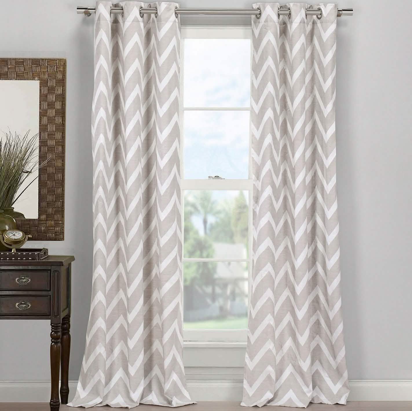 2-Piece Set: Chevron Grommet Window Curtain Pair Panel DailySale