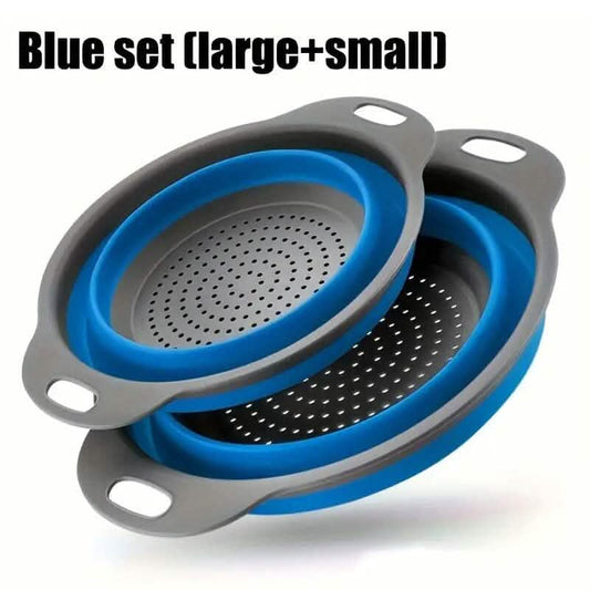 2-Piece Set: Circular Blue Suit Foldable Silicone Kitchen Drop Funnel DailySale