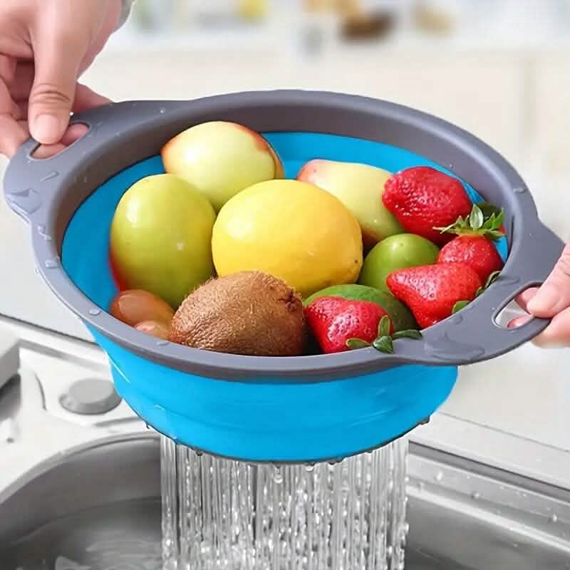 2-Piece Set: Circular Blue Suit Foldable Silicone Kitchen Drop Funnel DailySale
