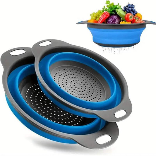 2-Piece Set: Circular Blue Suit Foldable Silicone Kitchen Drop Funnel DailySale