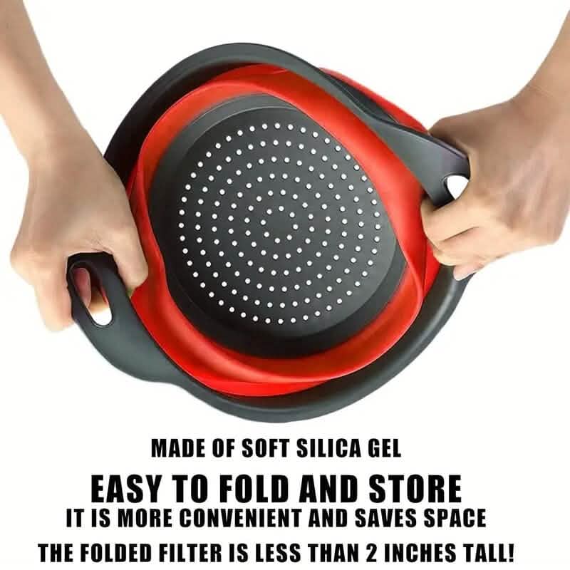 2-Piece Set: Circular Blue Suit Foldable Silicone Kitchen Drop Funnel DailySale