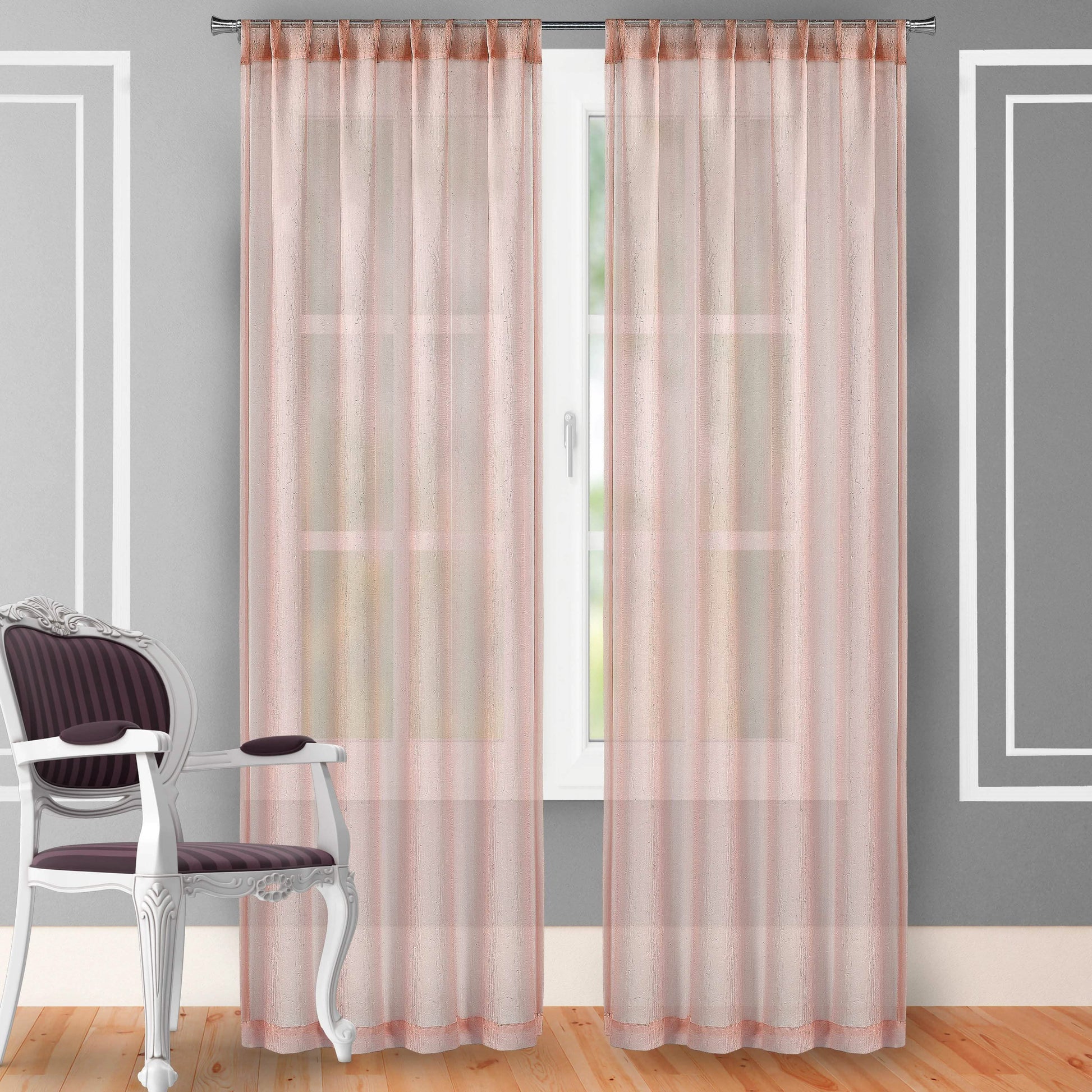 2-Piece Set: Crushed Semi-Sheer Fire Retardant Window Curtain DailySale