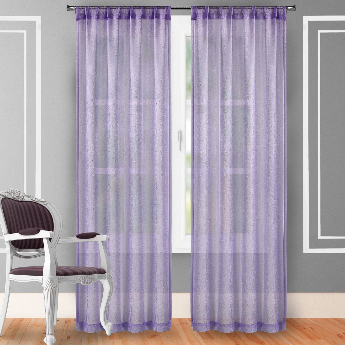 2-Piece Set: Crushed Semi-Sheer Fire Retardant Window Curtain DailySale