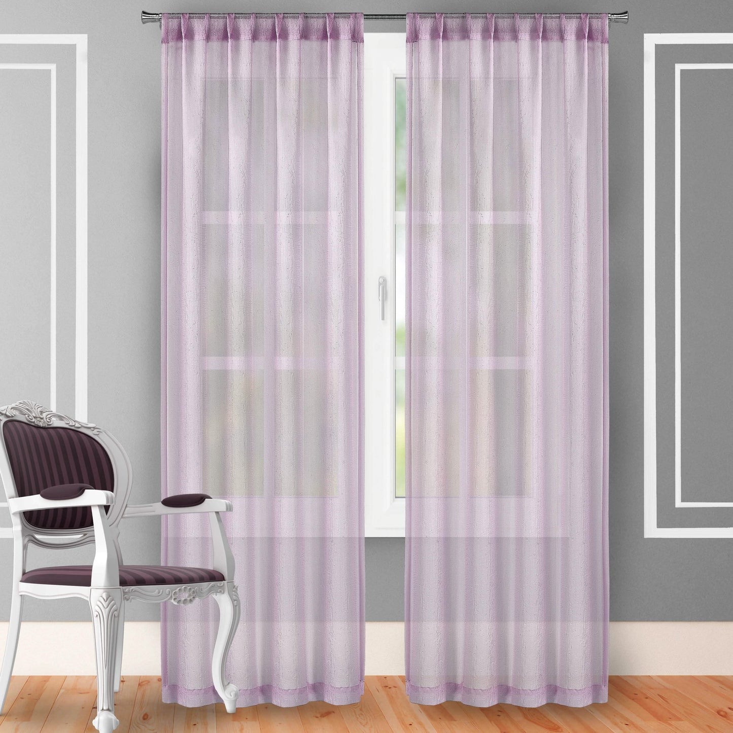 2-Piece Set: Crushed Semi-Sheer Fire Retardant Window Curtain DailySale