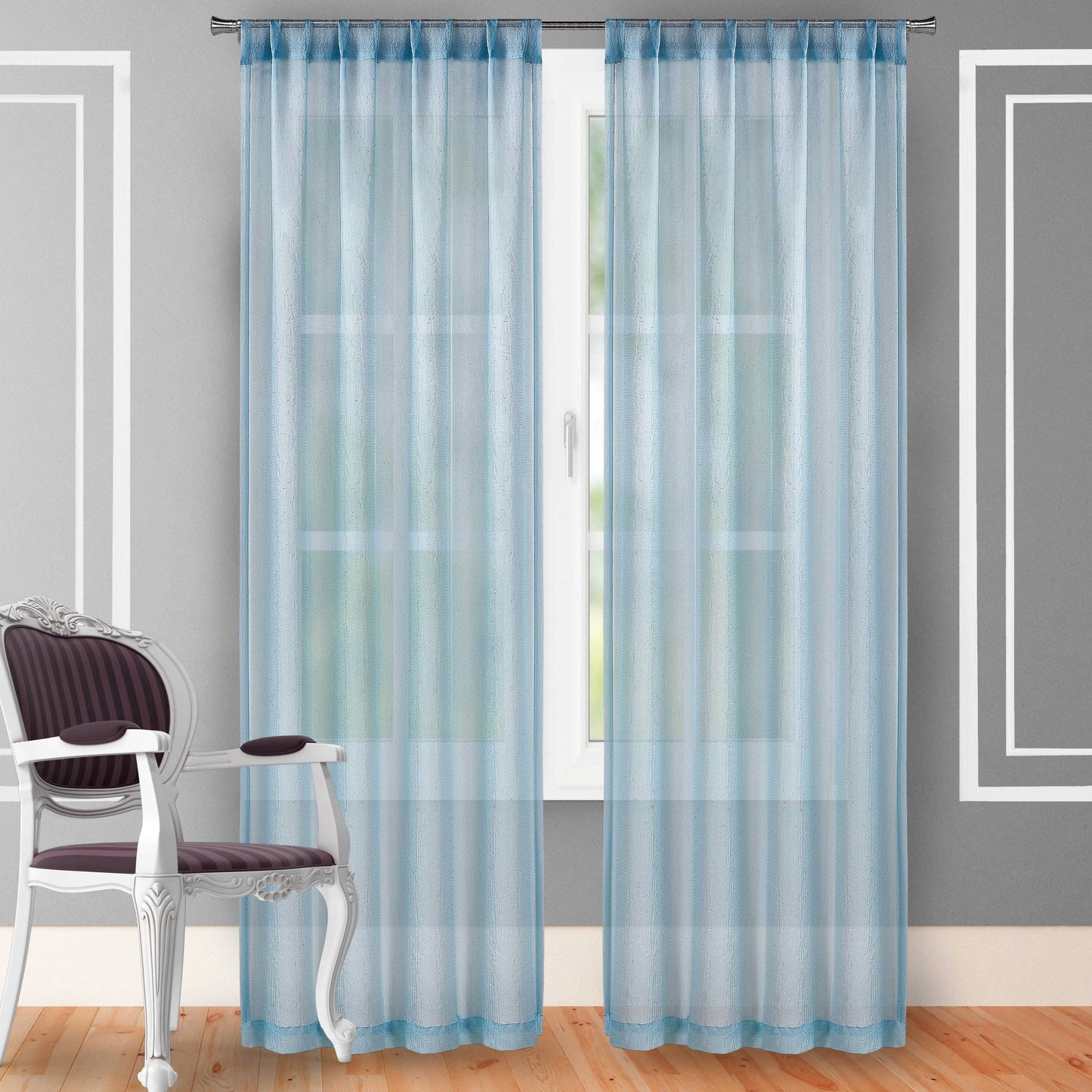 2-Piece Set: Crushed Semi-Sheer Fire Retardant Window Curtain DailySale