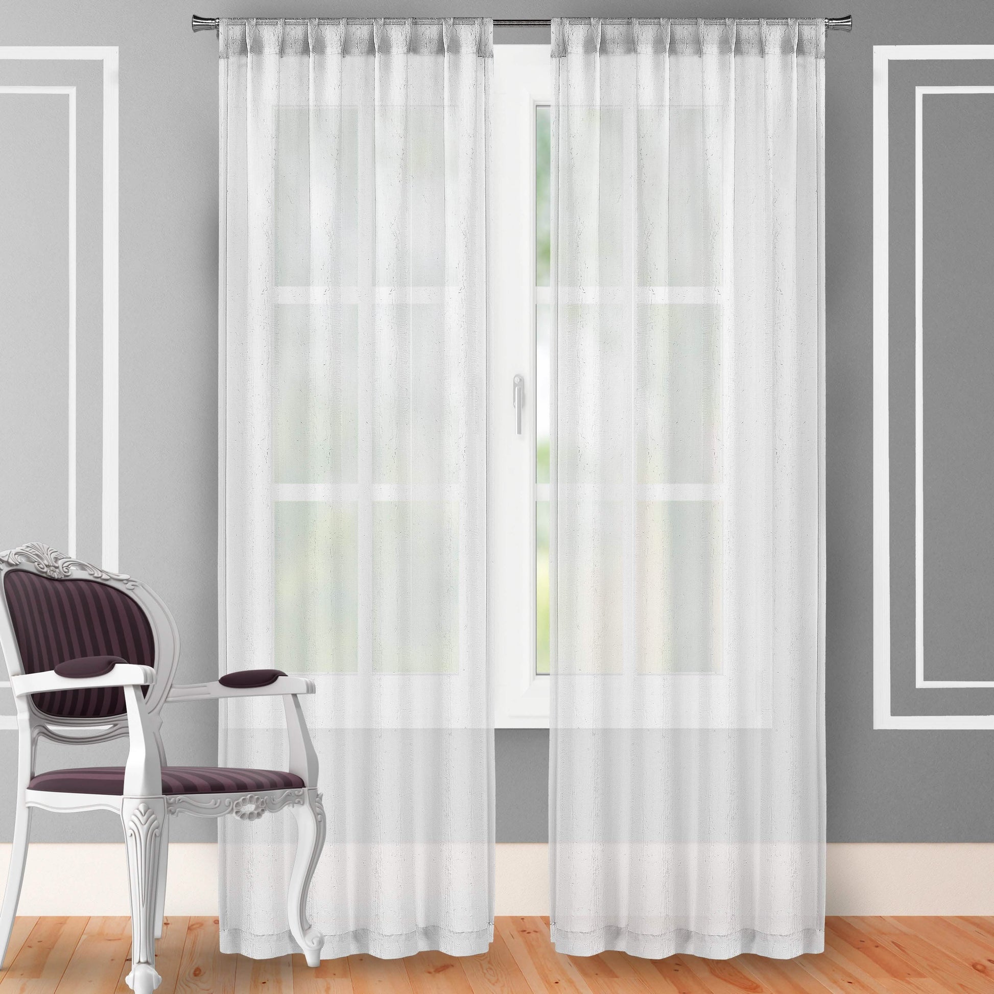 2-Piece Set: Crushed Semi-Sheer Fire Retardant Window Curtain DailySale