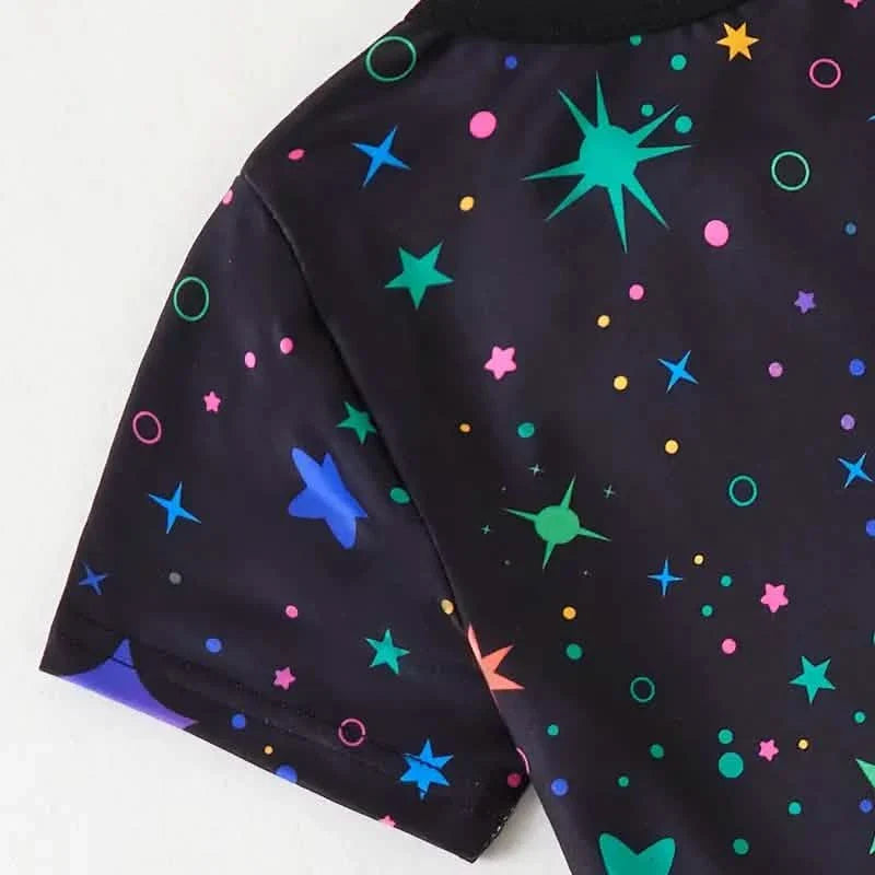 2-Piece Set: Cute Starry Unicorn Pattern Short Sleeve Top + Jogger Pants Co-ords Set DailySale