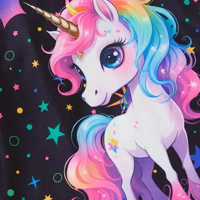 2-Piece Set: Cute Starry Unicorn Pattern Short Sleeve Top + Jogger Pants Co-ords Set DailySale