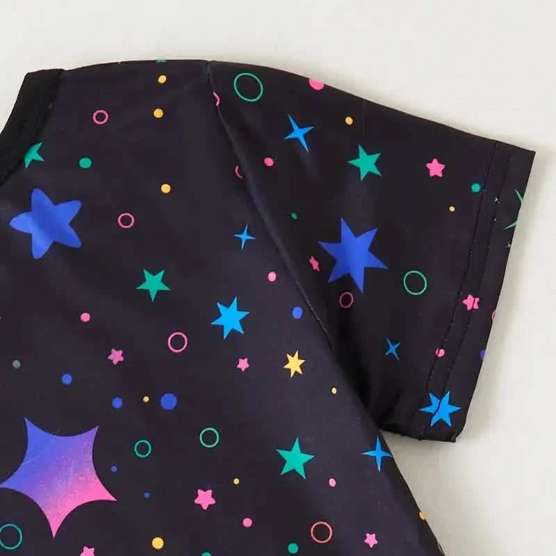2-Piece Set: Cute Starry Unicorn Pattern Short Sleeve Top + Jogger Pants Co-ords Set DailySale
