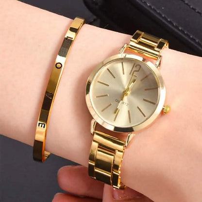 2-Piece Set: Digital Alloy with Quartz Watch and Love Bracelet DailySale