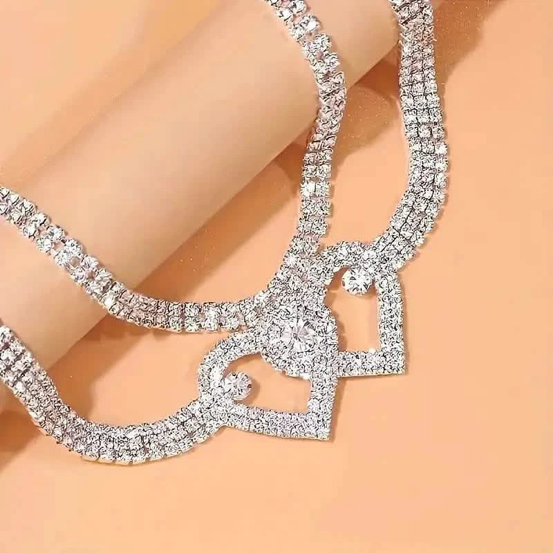 Double Love Heart Rhinestone Chain Anklet Set DailySale