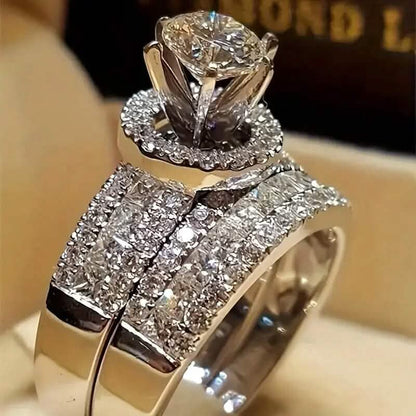 2-Piece Set: Elegant Square Cubic Zirconia Rings DailySale