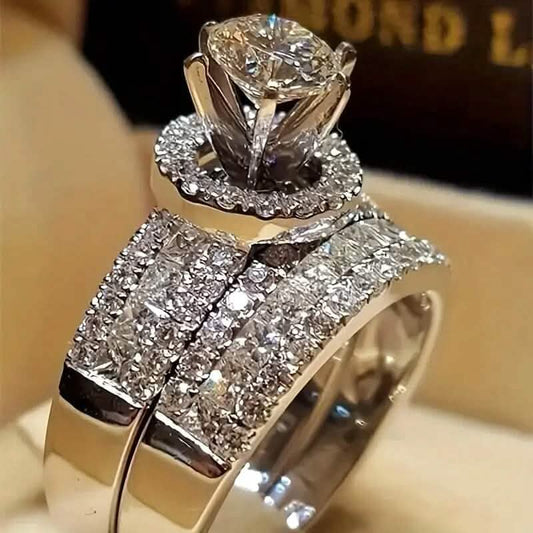 2-Piece Set: Elegant Square Cubic Zirconia Rings DailySale