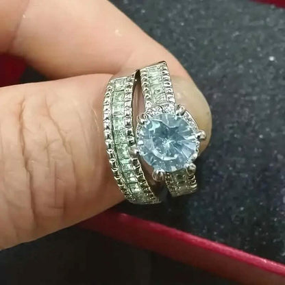 2-Piece Set: Elegant Square Cubic Zirconia Rings DailySale