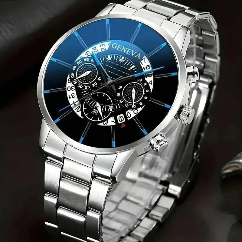 2-Piece Set: Exquisite Men's Quartz Timepieces And Fashionable Stainless Steel Watch Chains DailySale