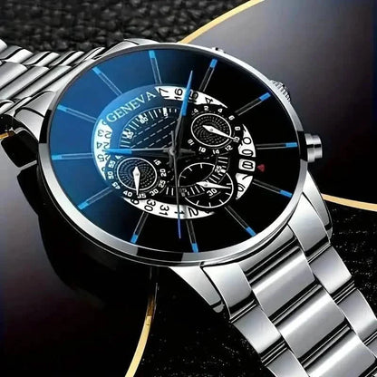 2-Piece Set: Exquisite Men's Quartz Timepieces And Fashionable Stainless Steel Watch Chains DailySale