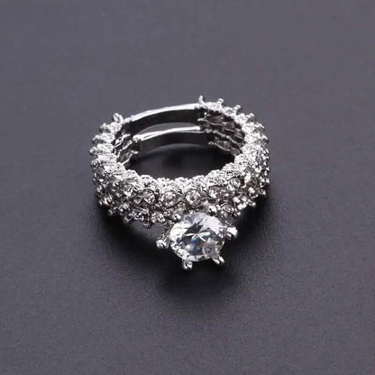 2-Piece Set: Fashionable Engagement Rings Adorned with Full Rhinestones DailySale