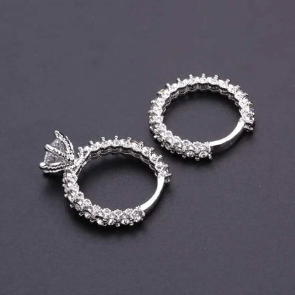 2-Piece Set: Fashionable Engagement Rings Adorned with Full Rhinestones DailySale