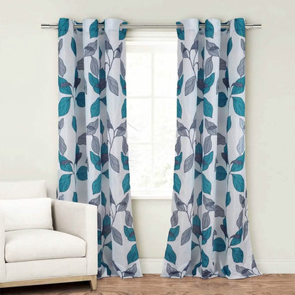 2-Piece Set: Floral Leaves Blackout Grommet Window Curtain Pair Panel DailySale