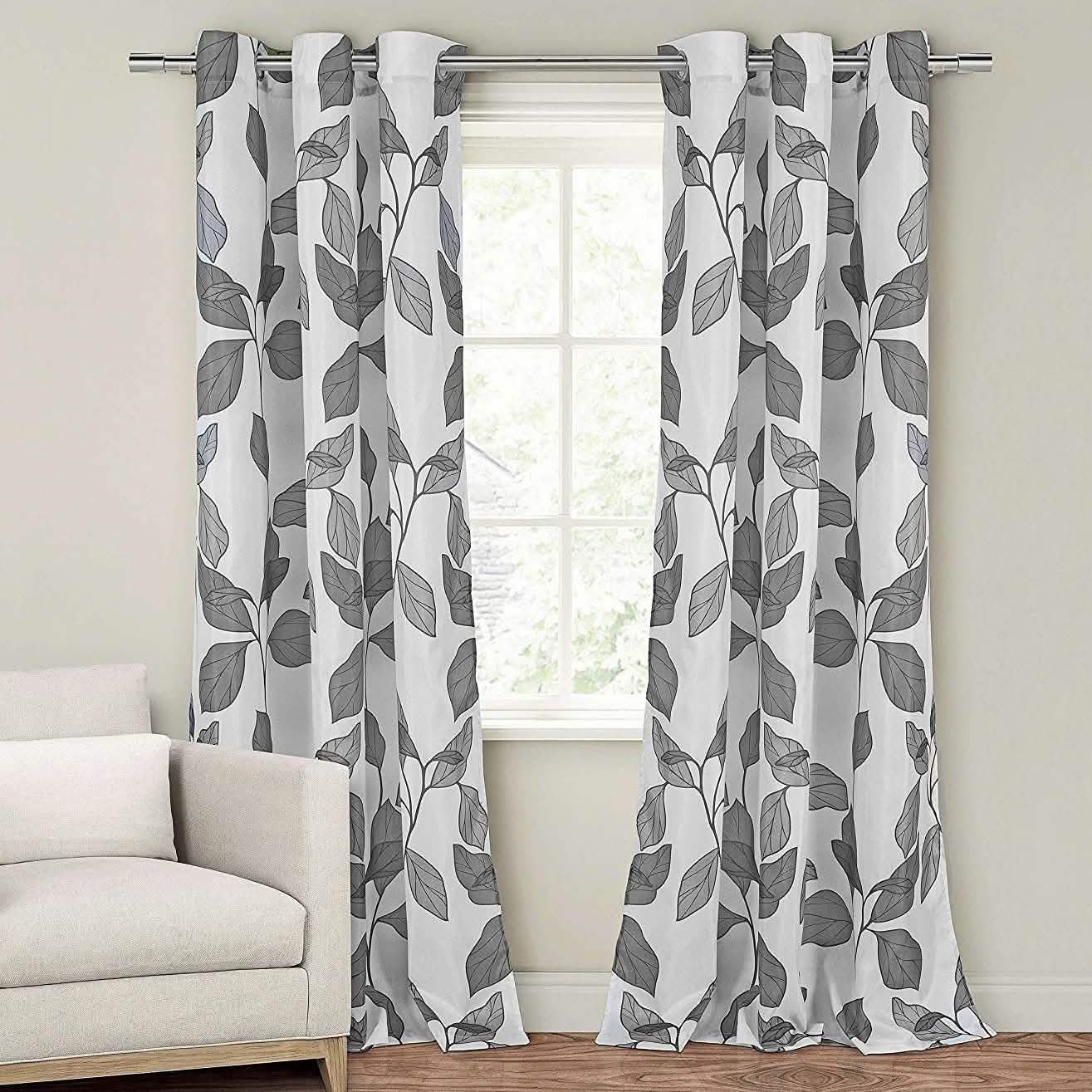 2-Piece Set: Floral Leaves Blackout Grommet Window Curtain Pair Panel DailySale