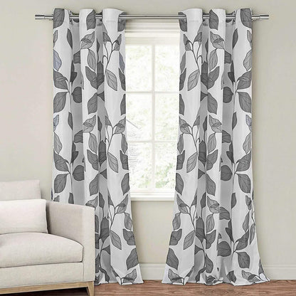 2-Piece Set: Floral Leaves Blackout Grommet Window Curtain Pair Panel DailySale