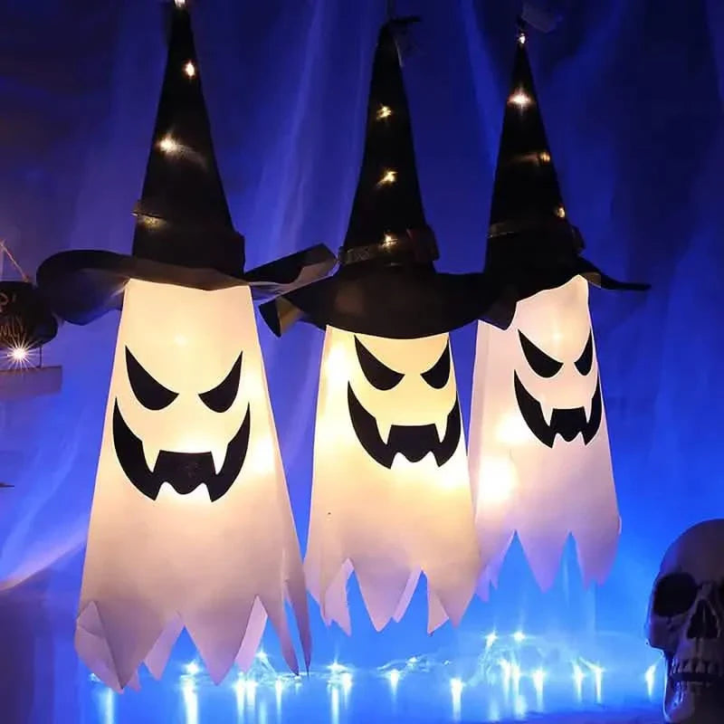2-Piece Set: Glowing Ghost Witch Hat Halloween Decorations DailySale
