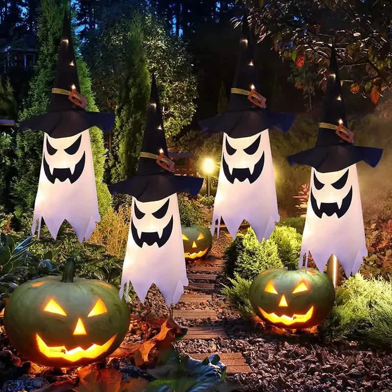 2-Piece Set: Glowing Ghost Witch Hat Halloween Decorations DailySale