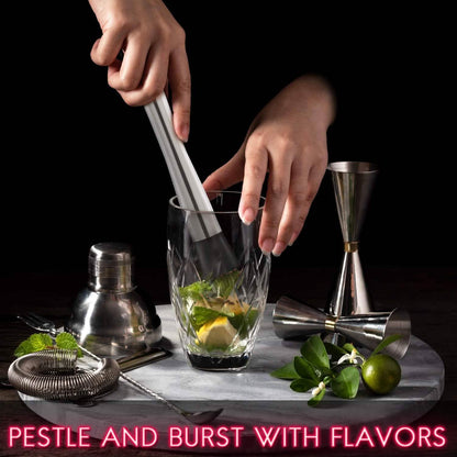 2-Piece Set: Hiware 10 Inch Stainless Steel Cocktail Muddler and Mixing Spoon Home Bar Tool Set DailySale