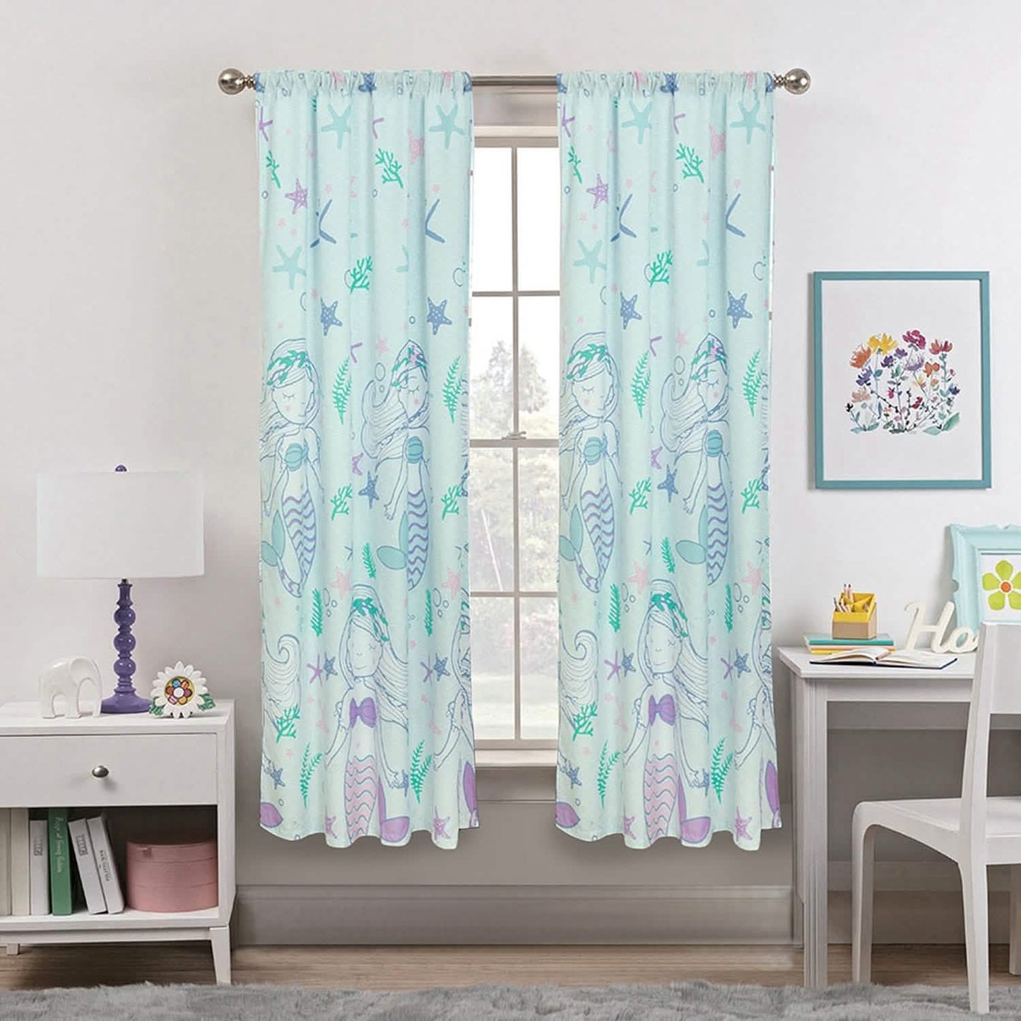 2-Piece Set: Kidz Mix Mystical Mermaid Window Panel Pair DailySale