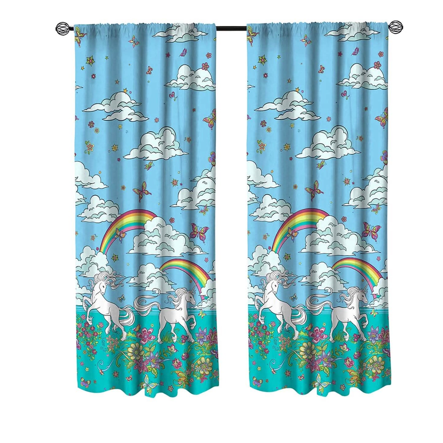 2-Piece Set: Kidz Mix Rainbow Unicorn Window Panel Pair DailySale