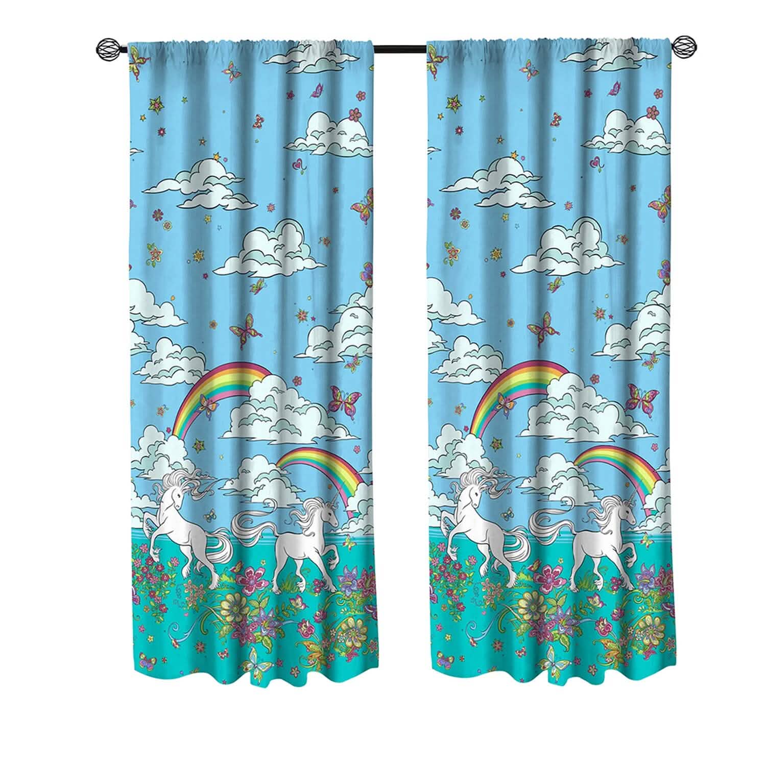 2-Piece Set: Kidz Mix Rainbow Unicorn Window Panel Pair DailySale