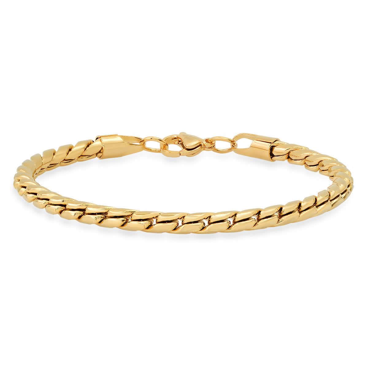 2-Piece Set: Men's 18k Gold Plated Stainless Steel Round Twisted Fancy Link Necklace & Bracelet DailySale