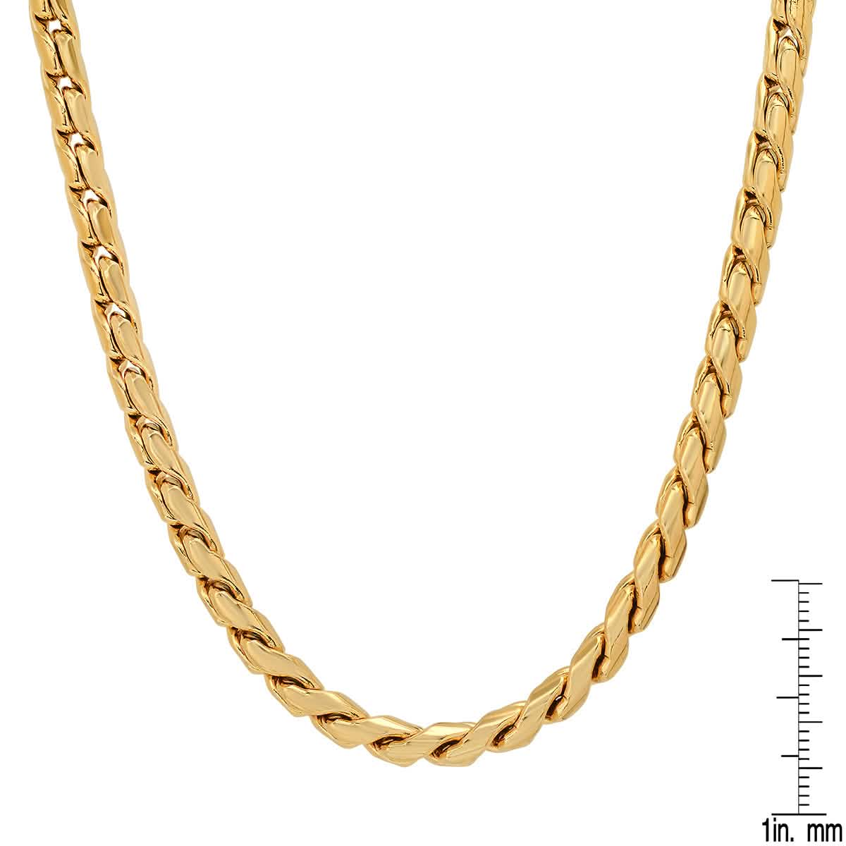 2-Piece Set: Men's 18k Gold Plated Stainless Steel Round Twisted Fancy Link Necklace & Bracelet DailySale