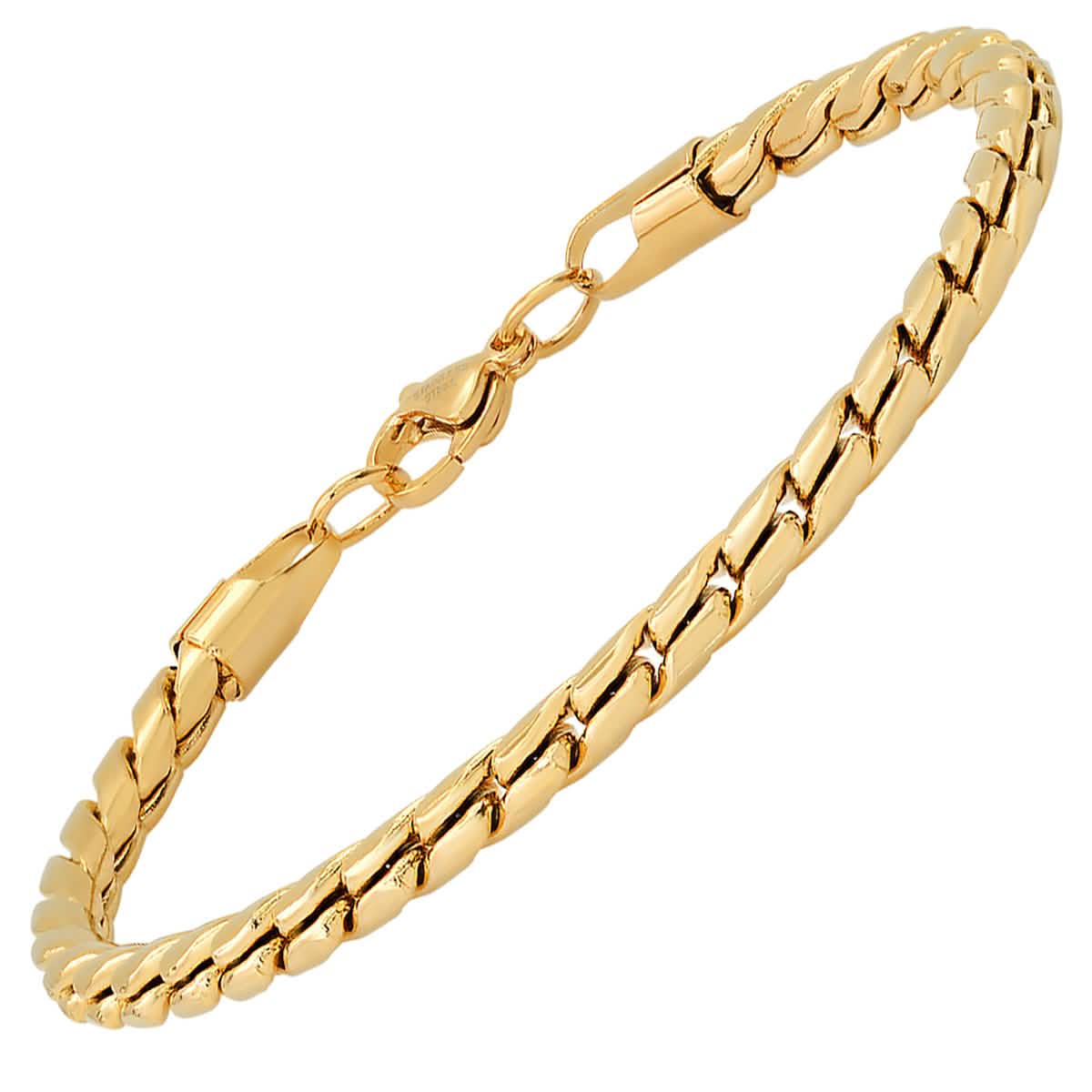 2-Piece Set: Men's 18k Gold Plated Stainless Steel Round Twisted Fancy Link Necklace & Bracelet DailySale