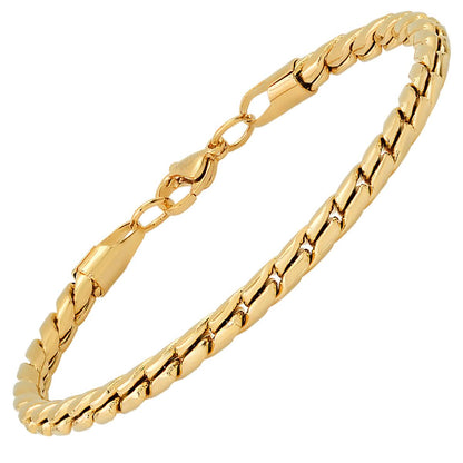 2-Piece Set: Men's 18k Gold Plated Stainless Steel Round Twisted Fancy Link Necklace & Bracelet DailySale