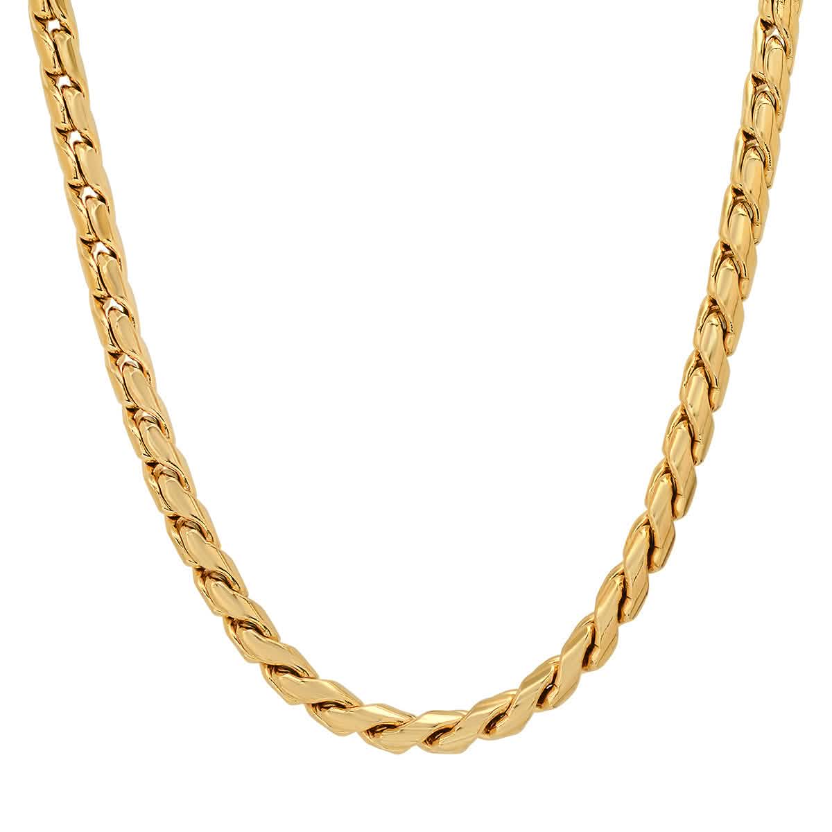 2-Piece Set: Men's 18k Gold Plated Stainless Steel Round Twisted Fancy Link Necklace & Bracelet DailySale