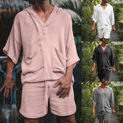 2-Piece Set: Men's Tracksuit Tennis Shirt Shorts and T Shirt Set Set Solid Color V Neck DailySale